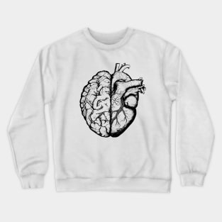 Half brain half heart, brain or heart and feeling, human heart and brain in black Crewneck Sweatshirt